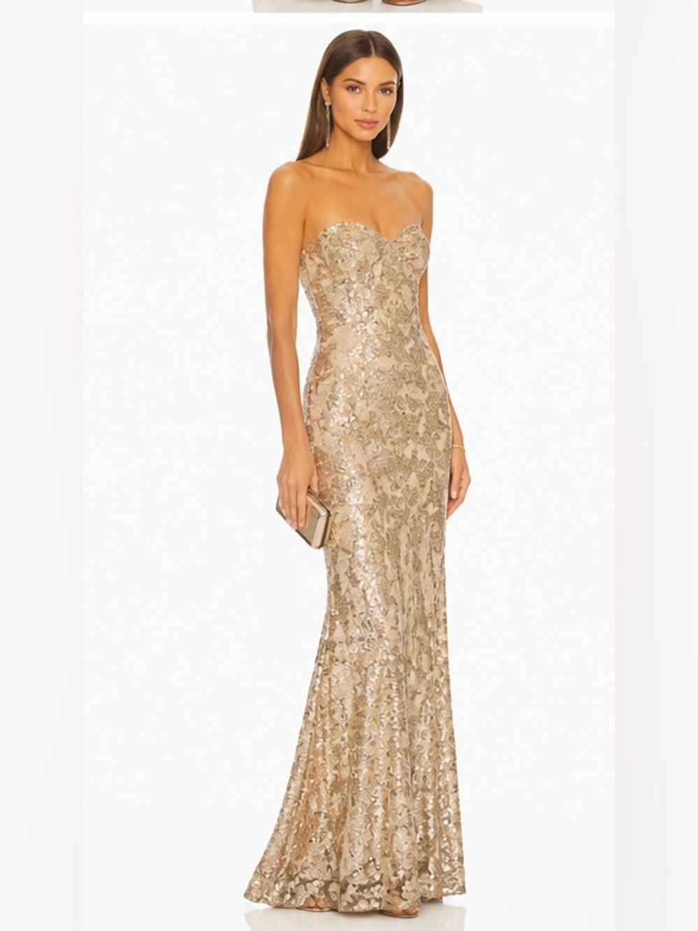 La Femme Blush Strapless Sequin Gown